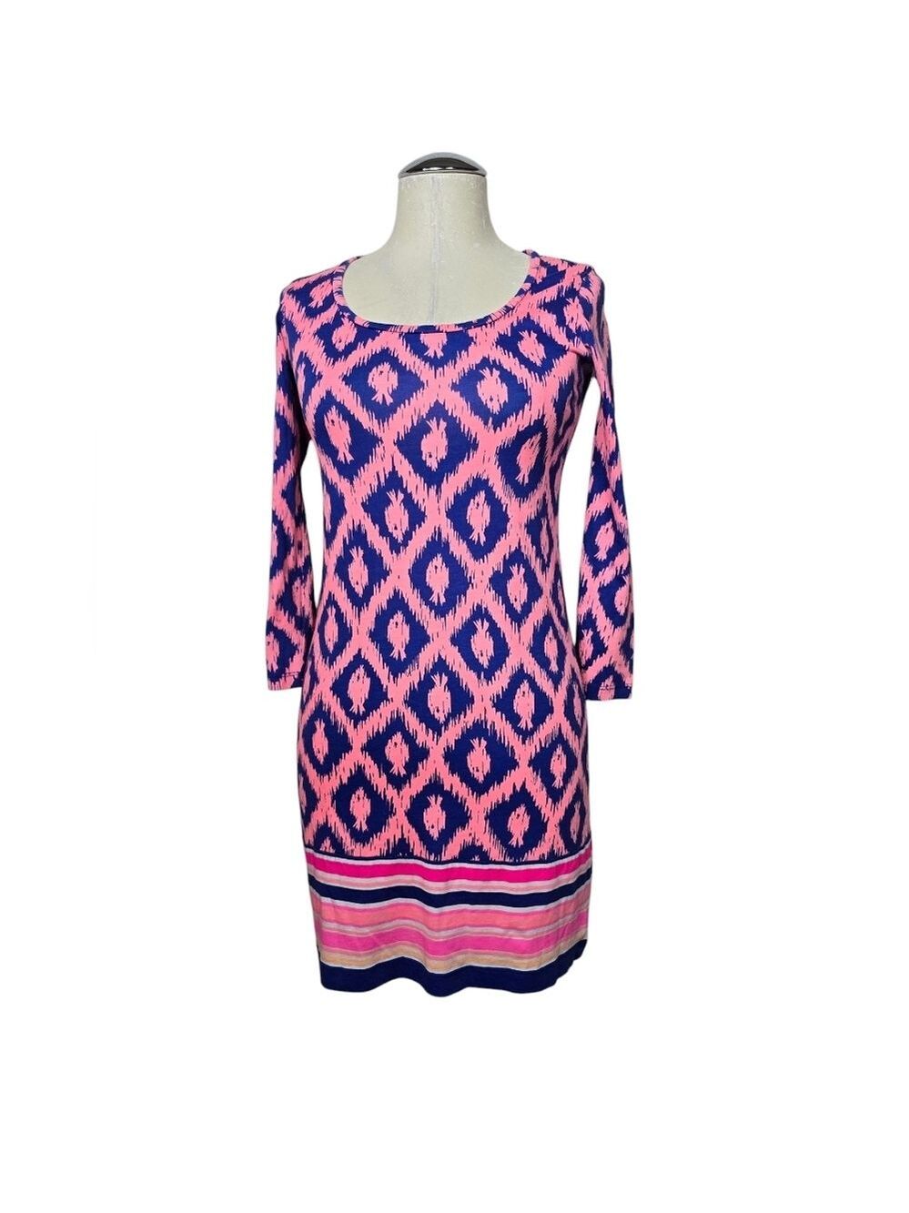Lilly Pultizer Beacon Little Fish Engineered Pink Blue Striped Dress XXS